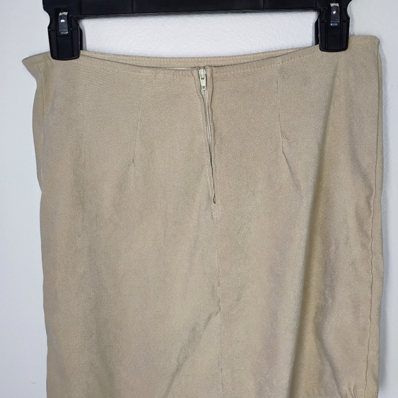 Divine Y2K Asymmetrical Hem Mini Skirt Beige Side Tie Boho Festival Size Medium - Picture 4 of 10